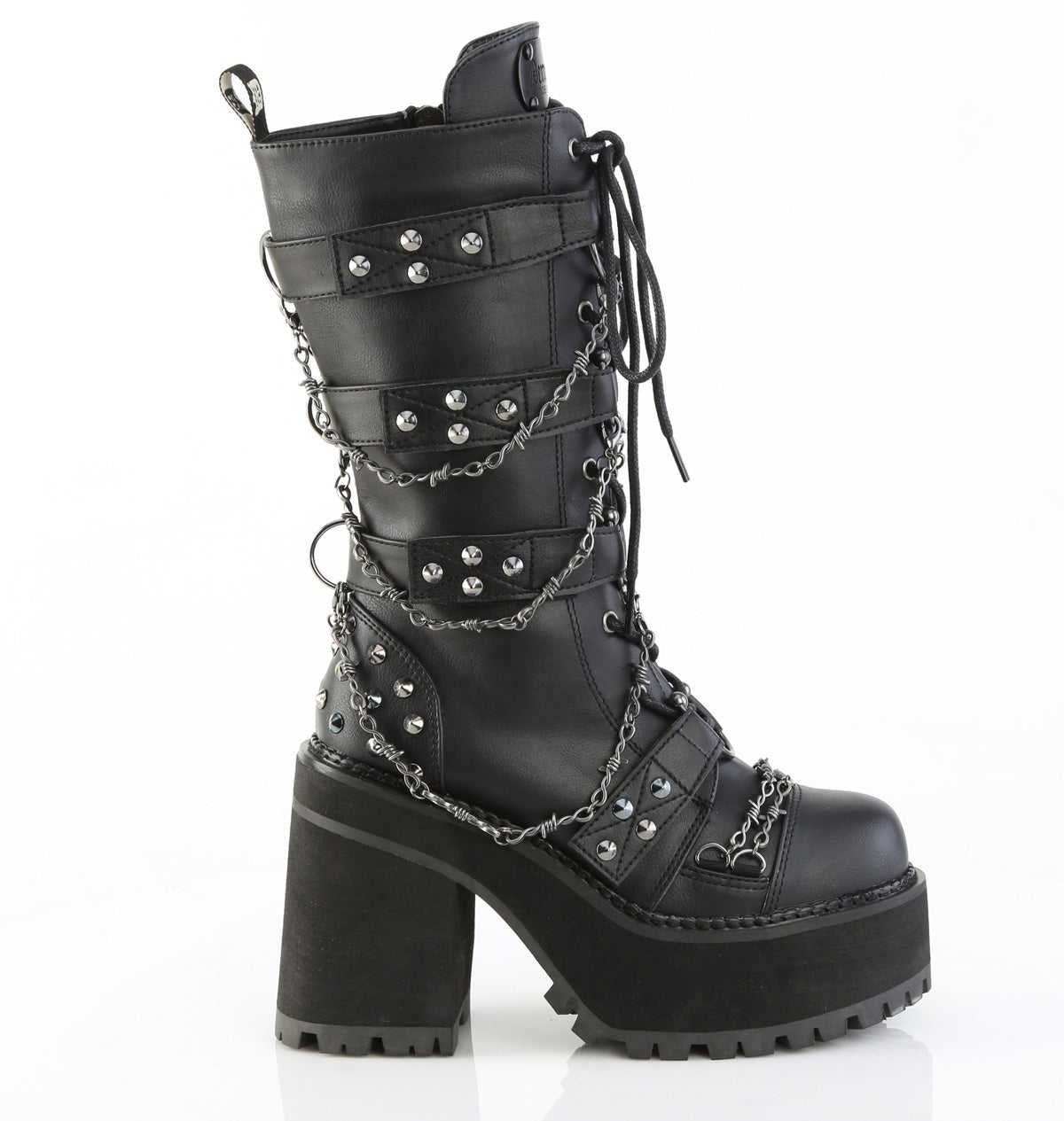 assault 101 Alternative Chunky Boots demonia womens ankle boots blk vegan leather