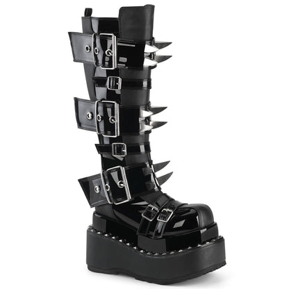 BEAR-215 DemoniaCult Alternative Footwear Black Patent Knee High Boots