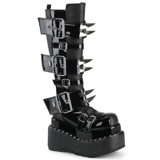 BEAR-215 DemoniaCult Alternative Footwear Black Patent Knee High Boots