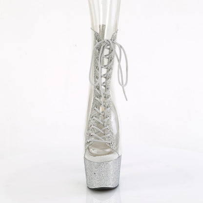 BEJEWELED-1016C-2-7 Pleaser Clear 7 Inch Bling Strippers Platform Boots