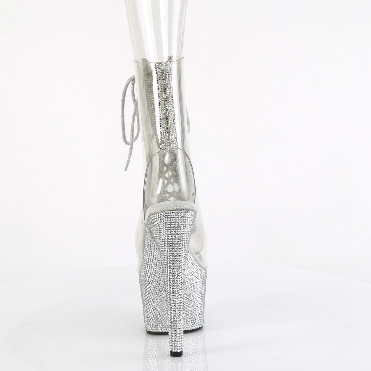 BEJEWELED-1016C-2-7 Pleaser Clear 7 Inch Bling Strippers Platform Boots
