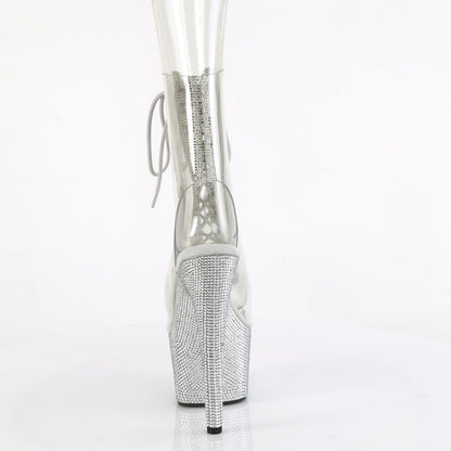 BEJEWELED-1016C-2-7 Pleaser Clear 7 Inch Bling Strippers Platform Boots