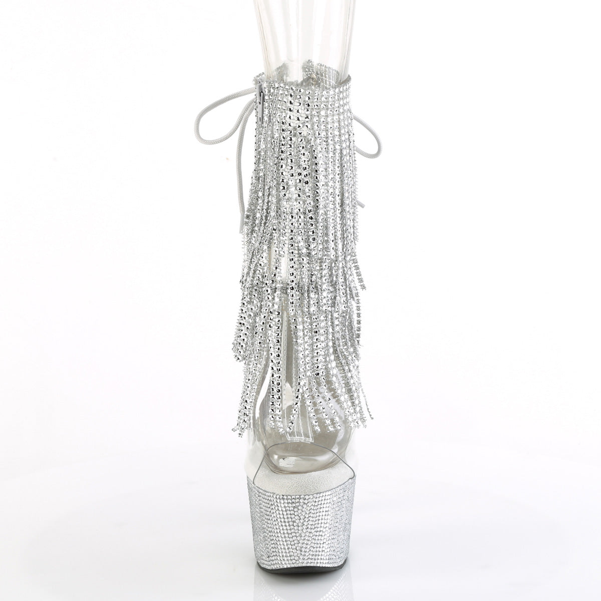 BEJEWELED-1017RSF-7 Pleaser Clear 7 Inch Glamour Models Ankle Boots