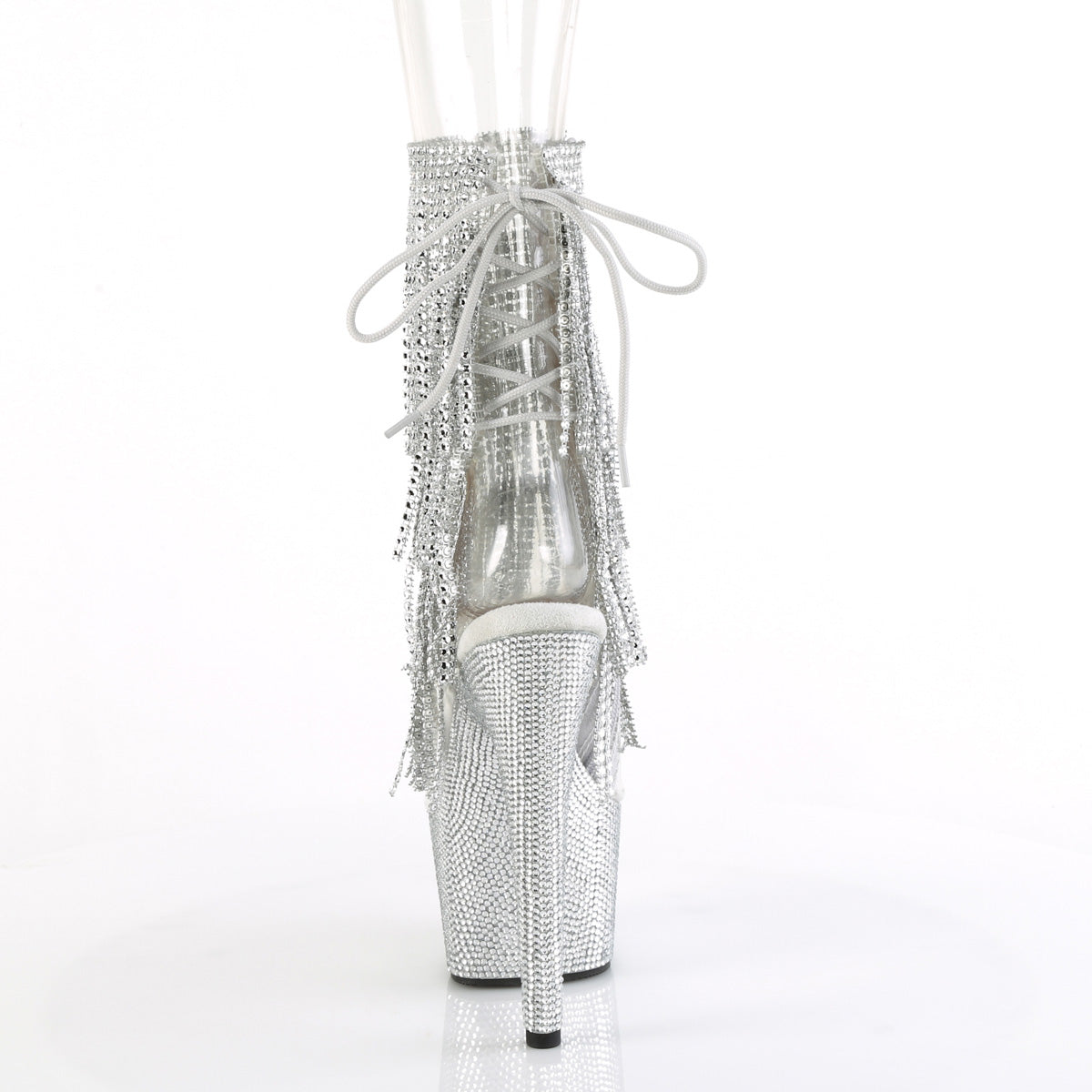 BEJEWELED-1017RSF-7 Pleaser Clear 7 Inch Glamour Models Ankle Boots