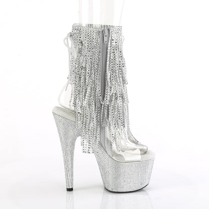 BEJEWELED-1017RSF-7 Pleaser Clear 7 Inch Glamour Models Ankle Boots