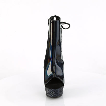 BEJEWELED-1018DM-6 Pleaser Black 6 Inch Exotic Bling Ankle Boots