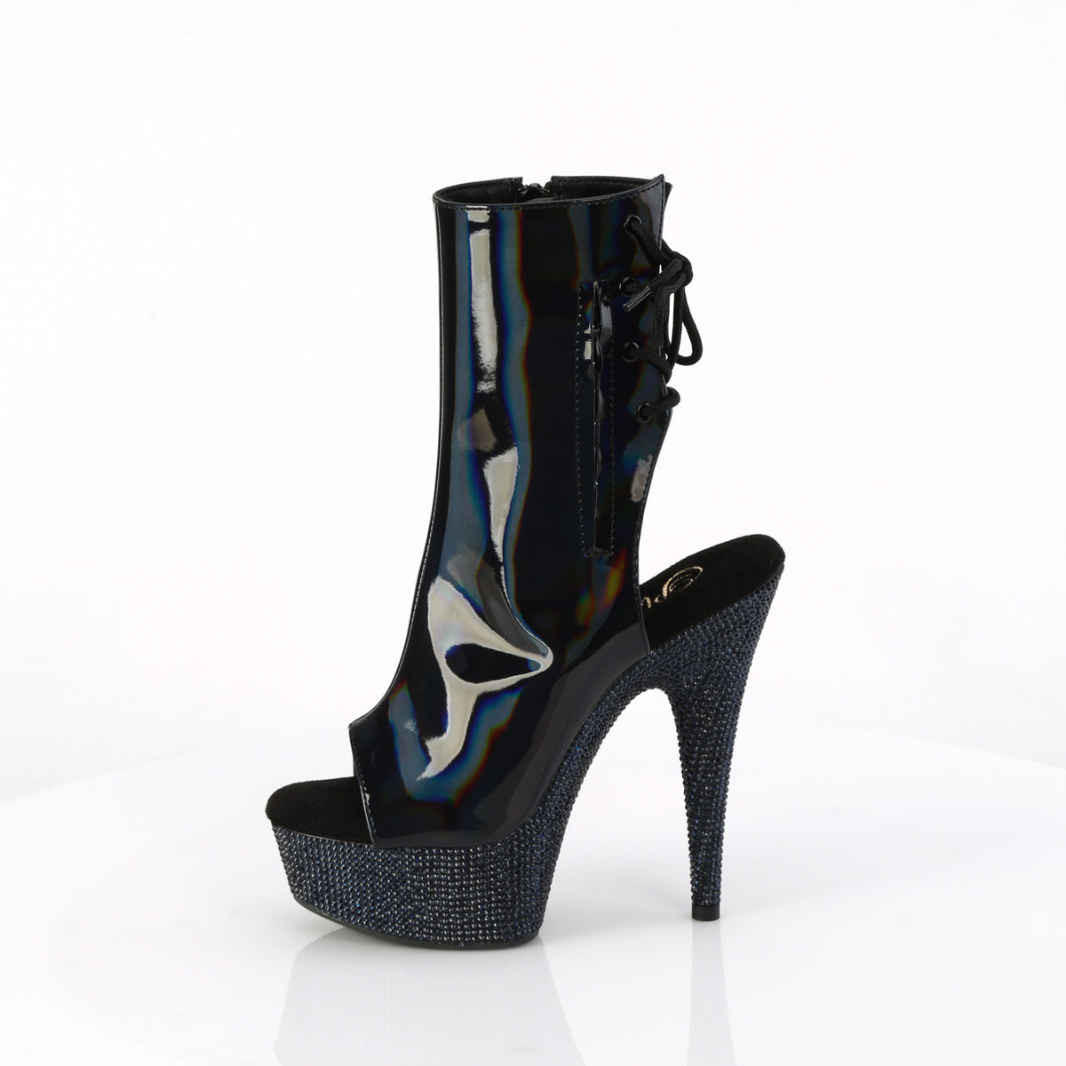 BEJEWELED-1018DM-6 Pleaser Black 6 Inch Exotic Bling Ankle Boots