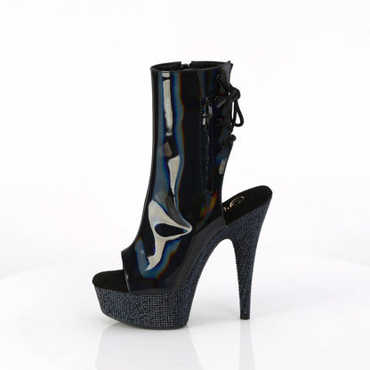 BEJEWELED-1018DM-6 Pleaser Black 6 Inch Exotic Bling Ankle Boots