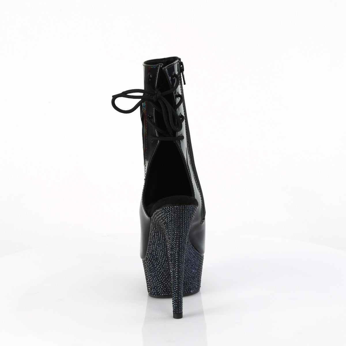 BEJEWELED-1018DM-6 Pleaser Black 6 Inch Exotic Bling Ankle Boots
