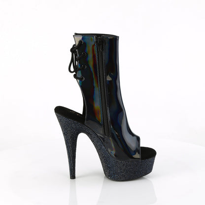 BEJEWELED-1018DM-6 Pleaser Black 6 Inch Exotic Bling Ankle Boots