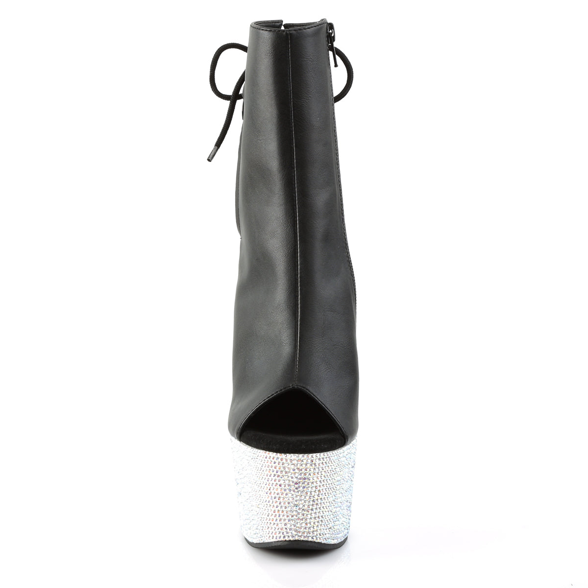 BEJEWELED-1018DM-7 Pleaser Black 7 Inch Rhinestones Ankle Boots