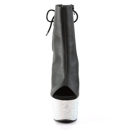 BEJEWELED-1018DM-7 Pleaser Black 7 Inch Rhinestones Ankle Boots