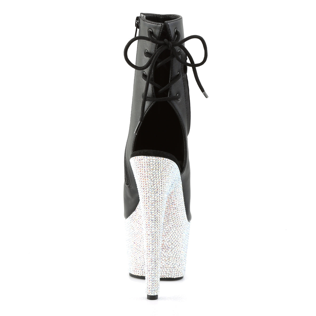 BEJEWELED-1018DM-7 Pleaser Black 7 Inch Rhinestones Ankle Boots