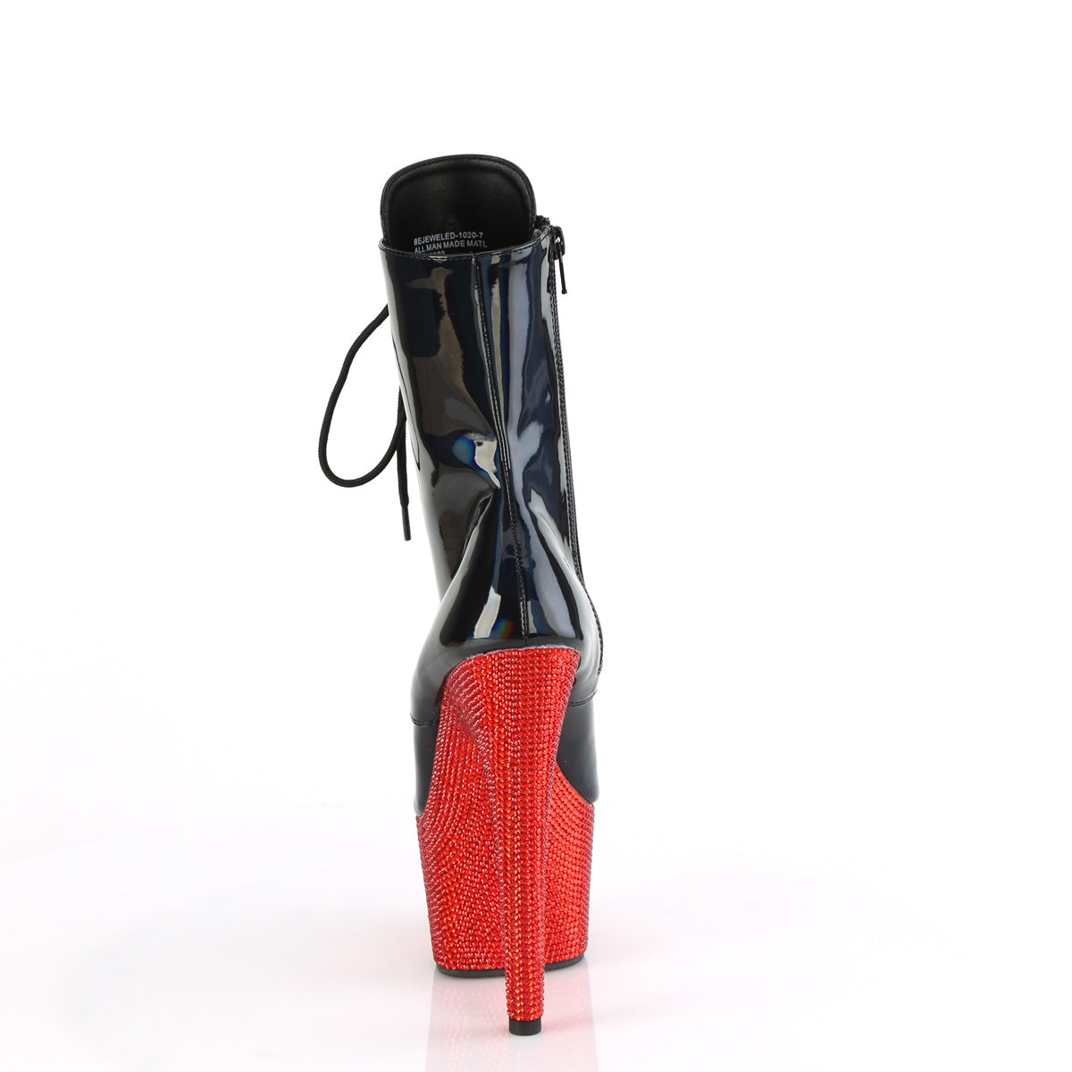 BEJEWELED-1020-7 Pleaser Black 7 Inch Pole Dance Ankle Boots