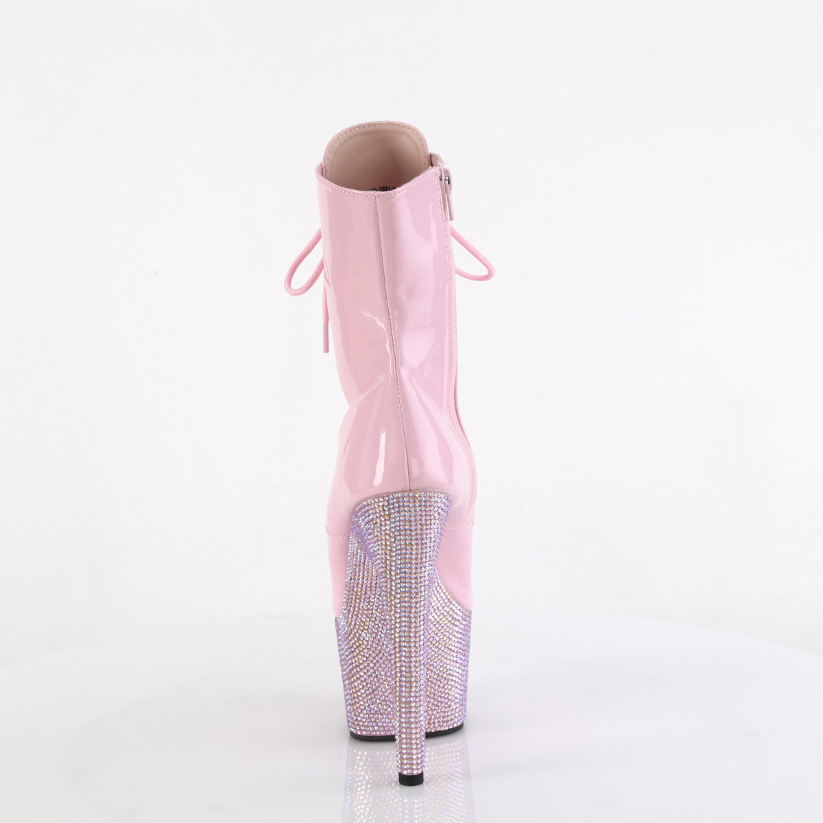 BEJEWELED-1021-7 Pleaser Baby Pink Holo 7 Inch Bling Pole Ankle Boots