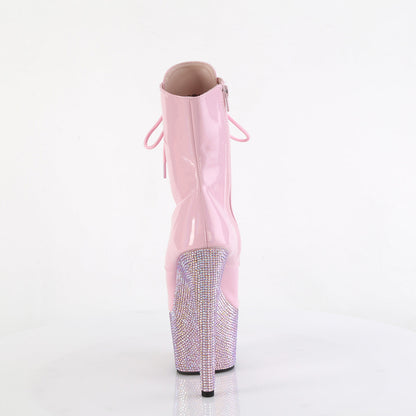 BEJEWELED-1021-7 Pleaser Baby Pink Holo 7 Inch Bling Pole Ankle Boots