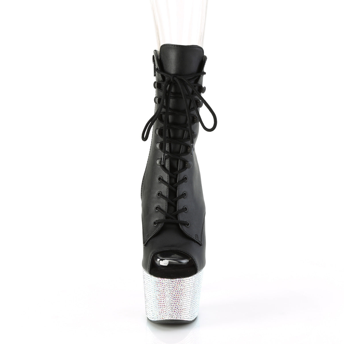 BEJEWELED-1021-7 Pleaser Black 7 Inch Pole Dancer Ankle Boots