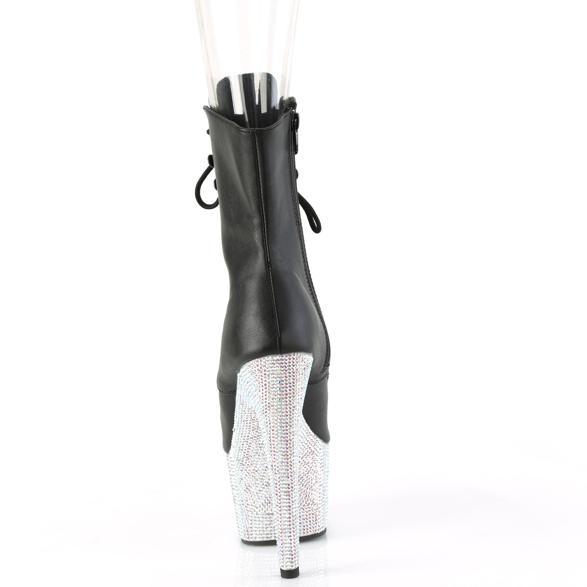 BEJEWELED-1021-7 Pleaser Black 7 Inch Pole Dancer Ankle Boots