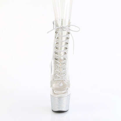 BEJEWELED-1021C-2 Pleaser Clear 7 Inch Exotic Dancer Ankle Boots
