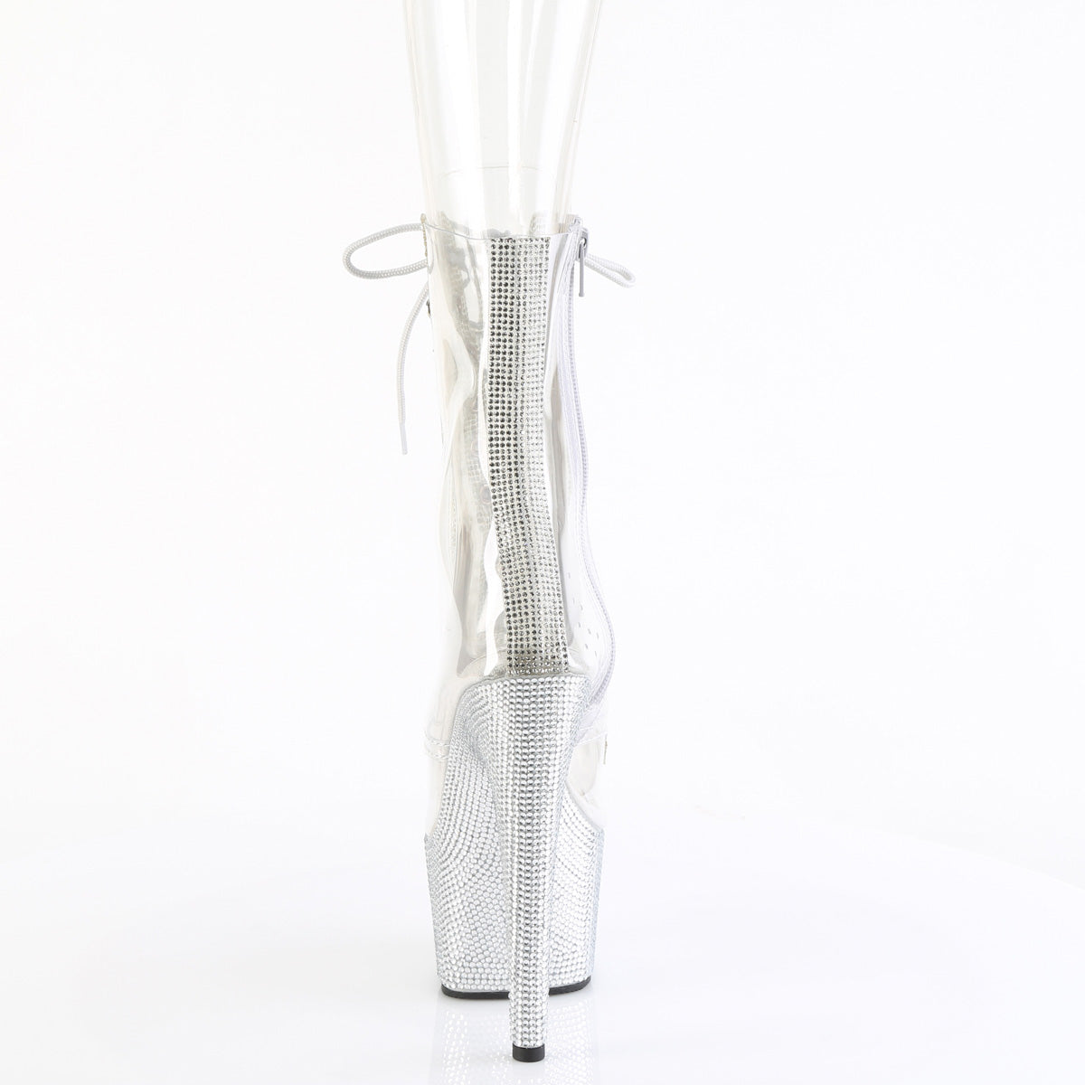 BEJEWELED-1021C-2 Pleaser Clear 7 Inch Exotic Dancer Ankle Boots