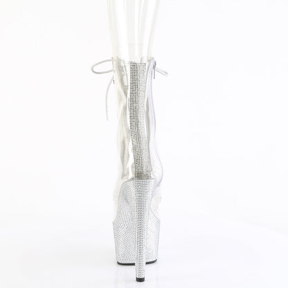 BEJEWELED-1021C-2 Pleaser Clear 7 Inch Exotic Dancer Ankle Boots
