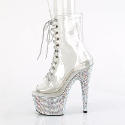 BEJEWELED-1021C-7 Pleaser Clear 7 Inch Glamour Models Ankle Boots