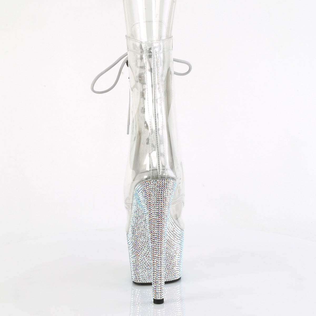 BEJEWELED-1021C-7 Pleaser Clear 7 Inch Glamour Models Ankle Boots