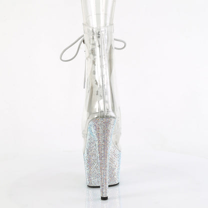 BEJEWELED-1021C-7 Pleaser Clear 7 Inch Glamour Models Ankle Boots