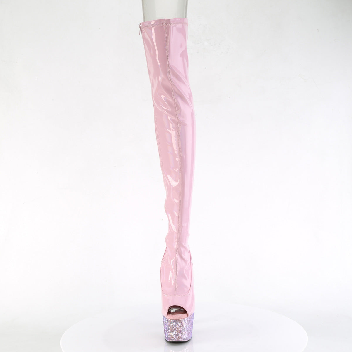 BEJEWELED-3011-7 Pleaser Baby Pink 7 Inch Elegant Dance Thigh High Boots
