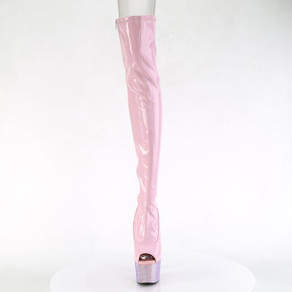 BEJEWELED-3011-7 Pleaser Baby Pink 7 Inch Elegant Dance Thigh High Boots