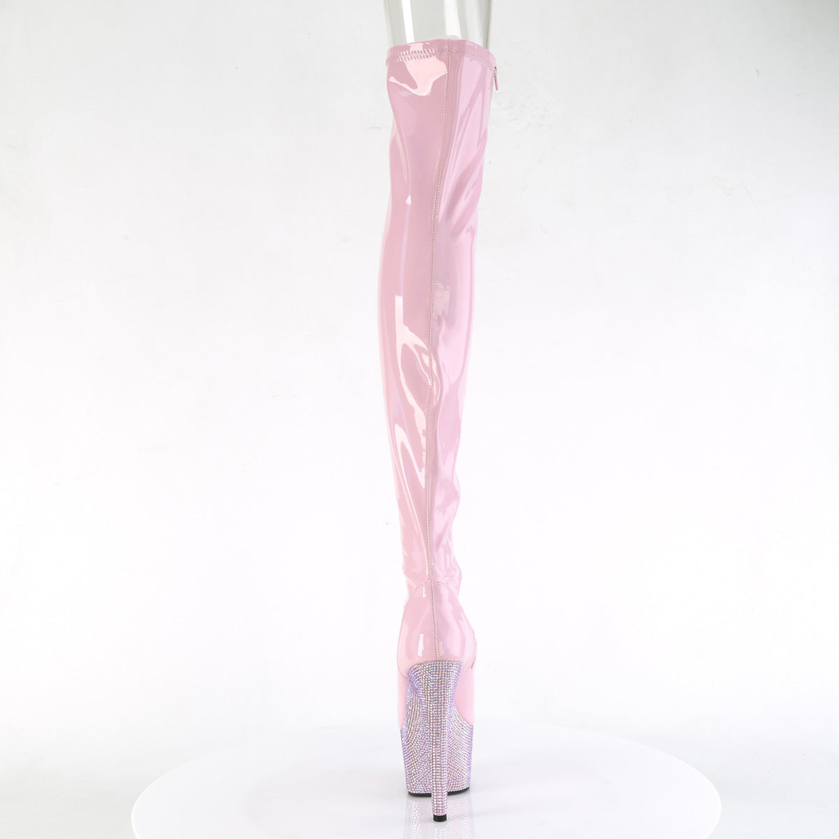 BEJEWELED-3011-7 Pleaser Baby Pink 7 Inch Elegant Dance Thigh High Boots