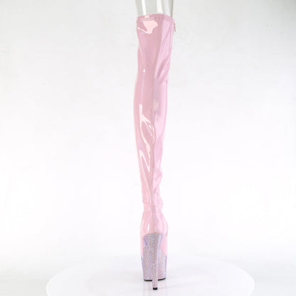 BEJEWELED-3011-7 Pleaser Baby Pink 7 Inch Elegant Dance Thigh High Boots