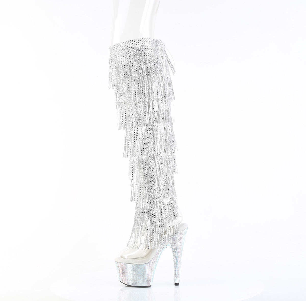 BEJEWELED-3019C-RSF- Pleaser Transparent 7 Inch High Fashion Thigh High Boots