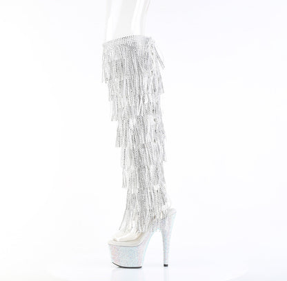 BEJEWELED-3019C-RSF- Pleaser Transparent 7 Inch High Fashion Thigh High Boots