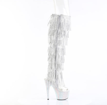 BEJEWELED-3019C-RSF- Pleaser Transparent 7 Inch High Fashion Thigh High Boots