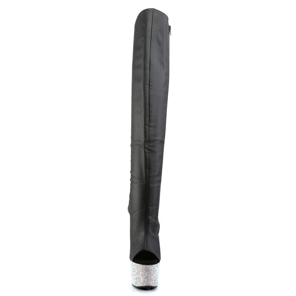 BEJEWELED-3019DM-7 Pleaser Black 7 Inch Glamour Models Thigh High Boots
