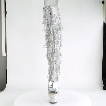 bejeweled 3019rsf 7 pleaser sexy knee high boots 7 inch heel 2 3 4 inch platforms sandals silver knee highs