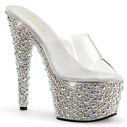 BEJEWELED-701MS Pleaser Transparent Bling 7 Inch Rhinestones Platform Shoes