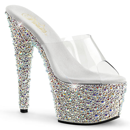 BEJEWELED-701MS Pleaser Transparent Bling 7 Inch Rhinestones Platform Shoes