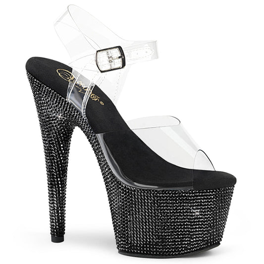 BEJEWELED-708DM Pleaser Clear Black 7 Inch Glam Style Platform Shoes