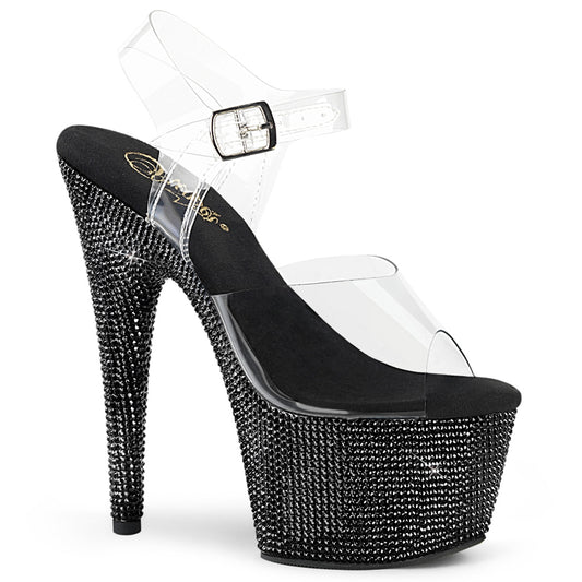 BEJEWELED-708DM Pleaser Clear Black 7 Inch Glam Style Platform Shoes