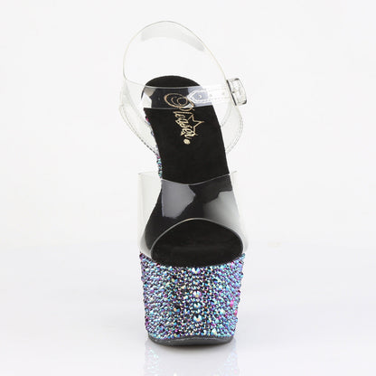 BEJEWELED-708MS Pleaser Clear Black 7 Inch Blingy Platform Shoes