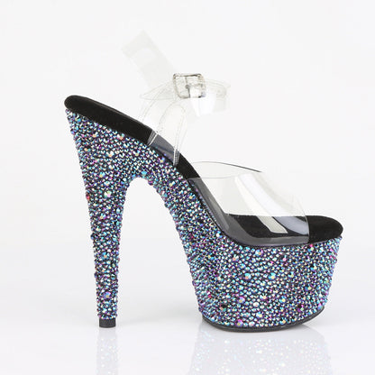 BEJEWELED-708MS Pleaser Clear Black 7 Inch Blingy Platform Shoes