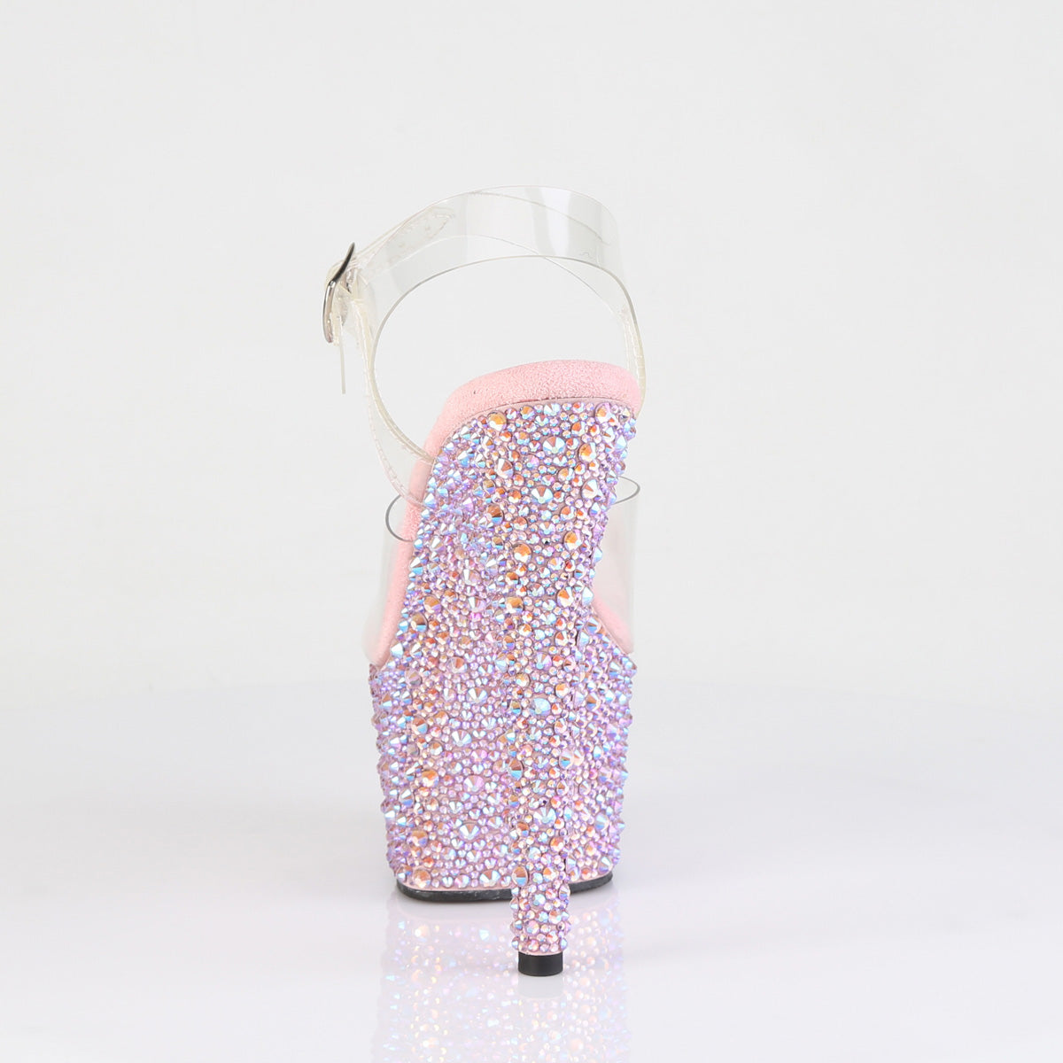 Pleaser BEJEWELED-708MS Clear / Baby Pink Multicolour Rhinestones Rhinestone Platform Sandals - 7 Inch Heels