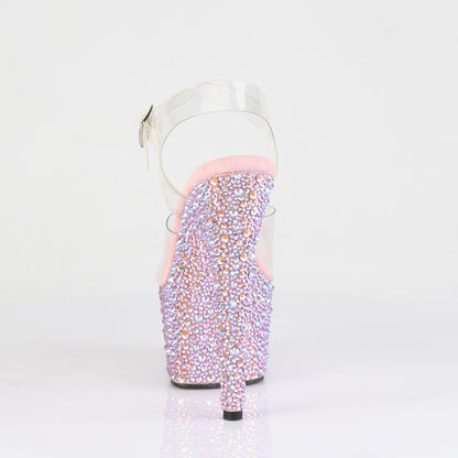 Pleaser BEJEWELED-708MS Clear / Baby Pink Multicolour Rhinestones Rhinestone Platform Sandals - 7 Inch Heels