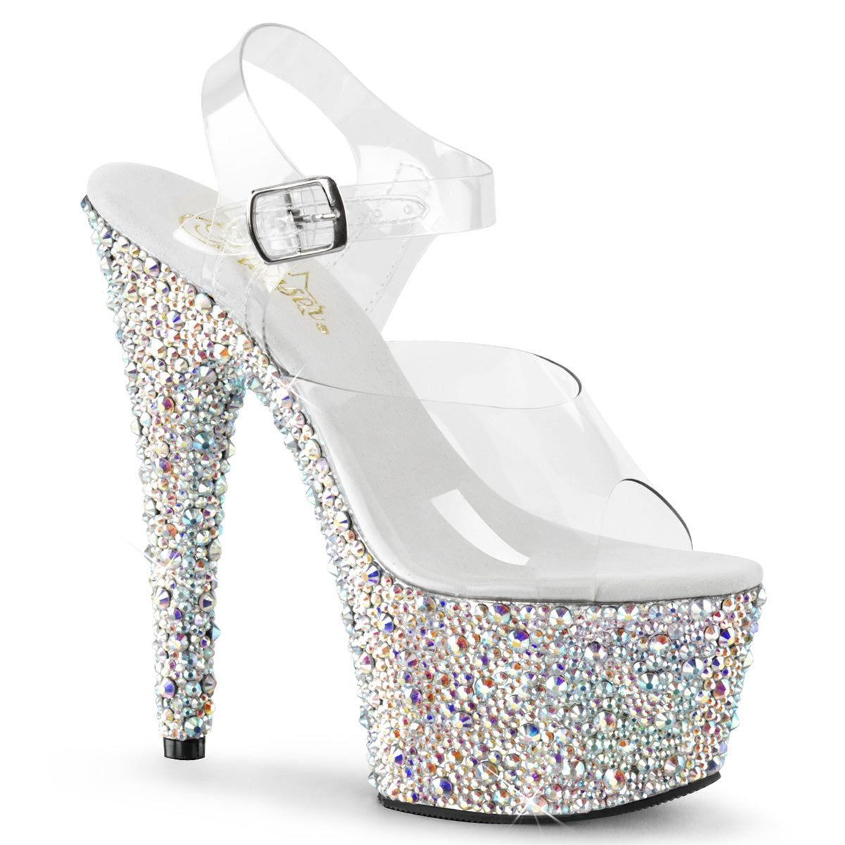 BEJEWELED-708MS Pleaser Transparent Bling 7 Inch Statement Style Platform Shoes