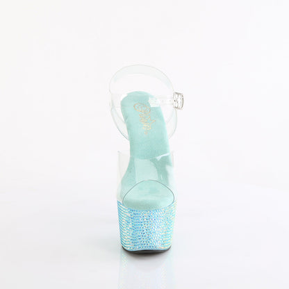 BEJEWELED-708RRS Pleaser Aqua 7 Inch Crystal Platform Shoes