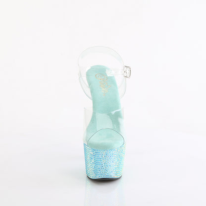 BEJEWELED-708RRS Pleaser Aqua 7 Inch Crystal Platform Shoes