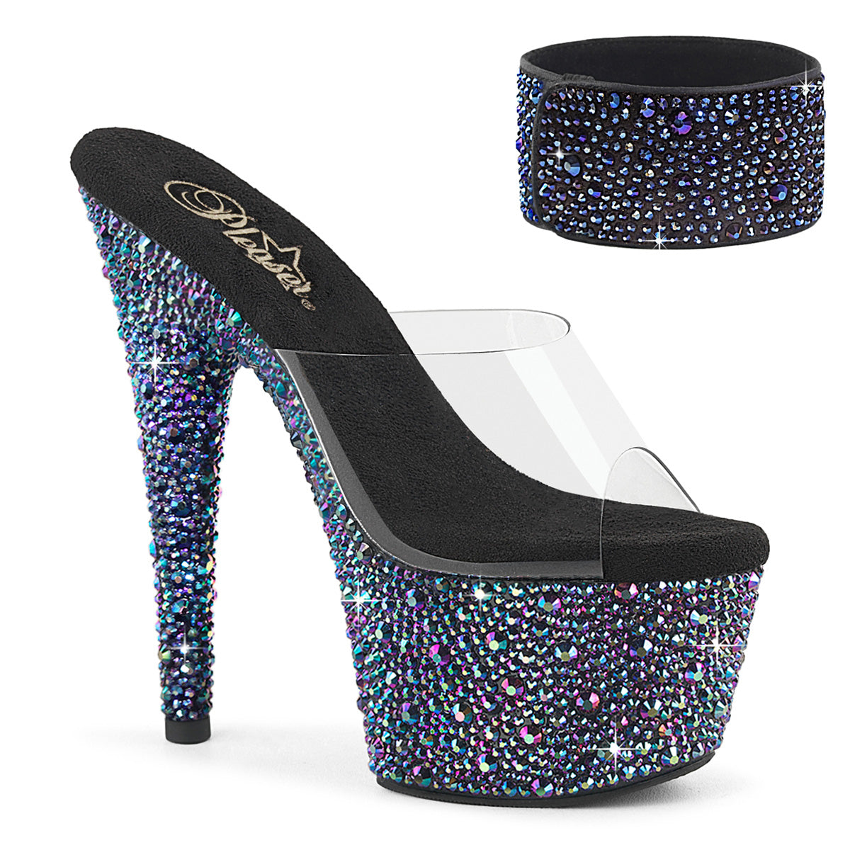 Pleaser BEJEWELED-712MS Rhinestone Ankle Cuffs