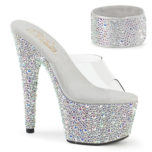 BEJEWELED-712MS Pleaser Transparent 7 Inch Rhinestones Platform Heels